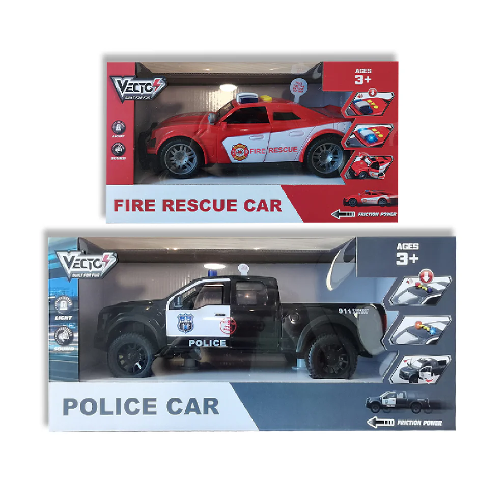 Police Car And Fire Truck Combo With Lights And Sound VECTO CB-VT91P-VT15Q-1