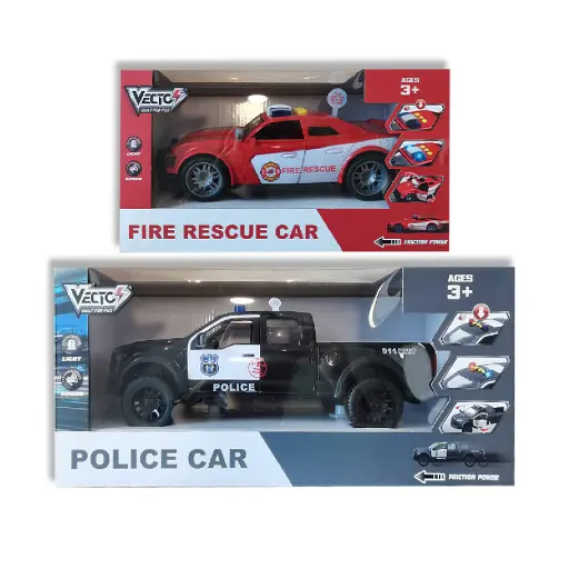 Police Car And Fire Truck Combo With Lights And Sound VECTO CB-VT91P-VT15Q-1